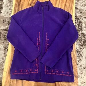 BonWorth Purple Zip-Front Jacket with Contrasting Trim